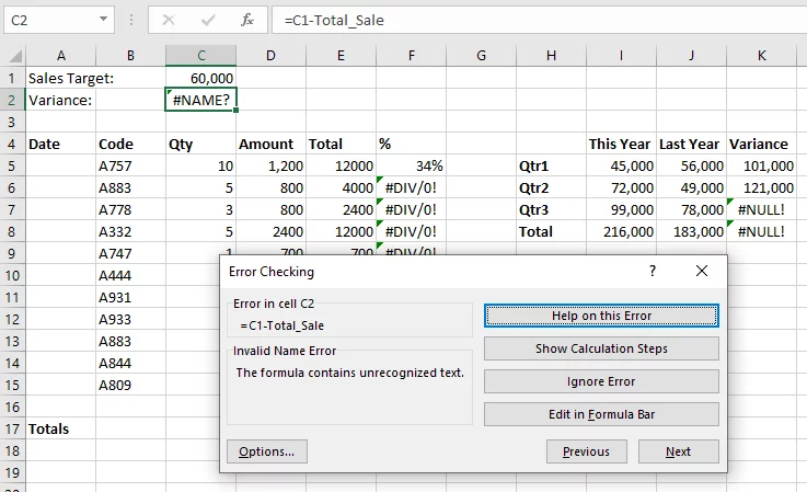 Shows the error checking dialog box