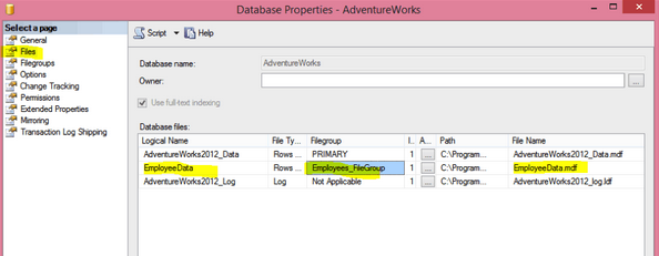 Shows the new data file