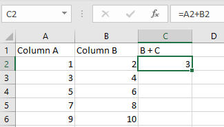 Shows the cell with the initial formua