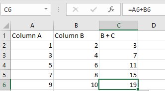 Shows how the formula changes downwards