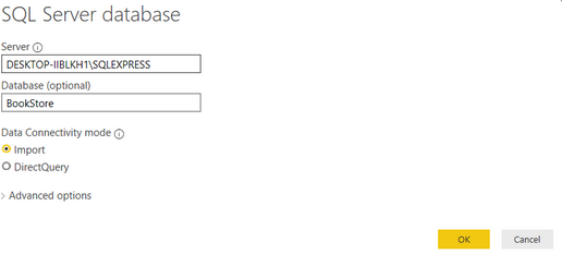 SQL Server Database Dialog Box
