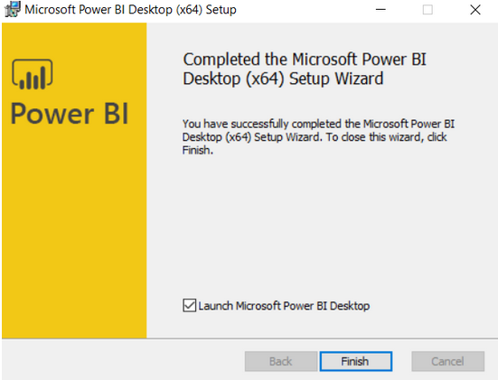 Shows the installation window for PowerBI
