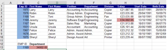 Shows the result of the formula