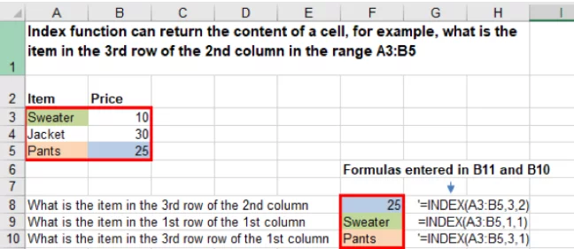 Highlights the relevant cells