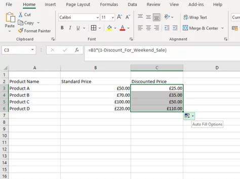 Screenshot showing the formula being dragged down the column.