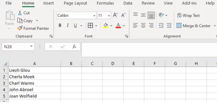 Screenshot showing the source data.