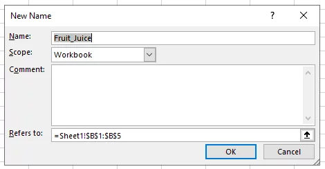 Screenshot showing the New Name Dialog Box.