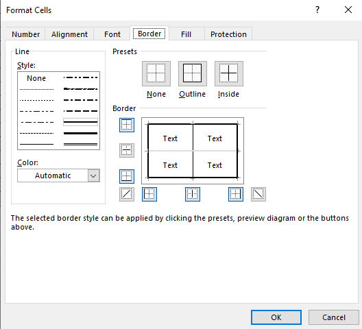 Format Cells Dialog Box