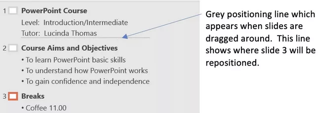 print an outline view of the presentation Shows how you can reposition slides