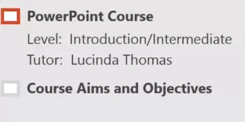 print an outline view of the presentation Shows how to create a new slide with shift+tab
