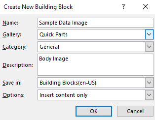 Shows the example text for the image block
