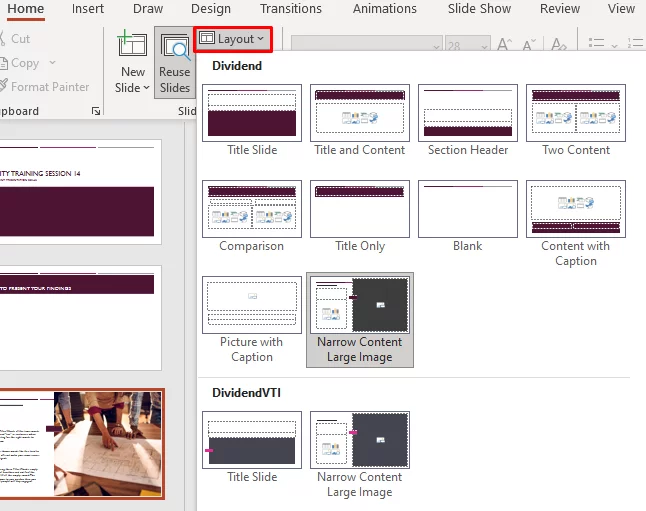 how to insert slides in powerpoint from another presentation Shows where to find the Format tool