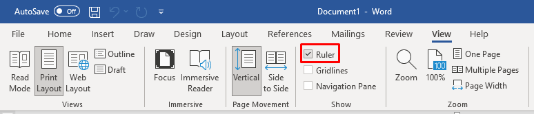 show side ruler in word show side ruler in word