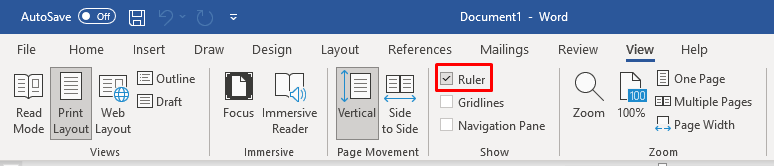 Shows where to enable the ruler tool