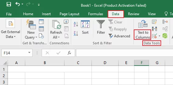 Finding the Text to Columns option
