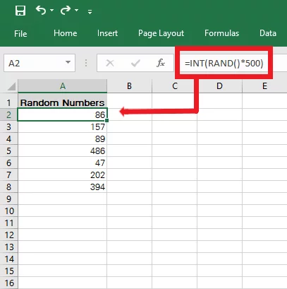 Generating random whole numbers between 0 and 500 using the RAND Function
