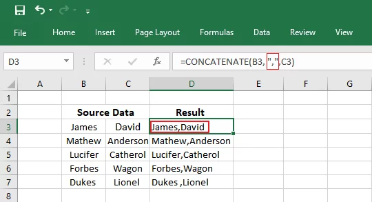 Adding commas between the resultant values