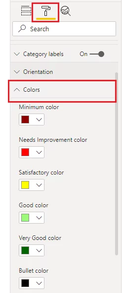 change the colours of the bands in your bullet chart
