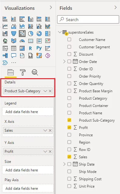 Adding product level data to the scatter chart.