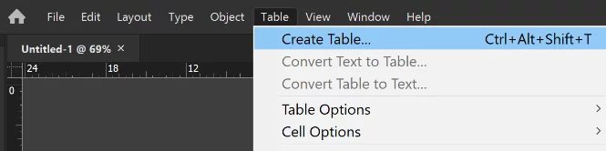 Creating A Table In InDesign