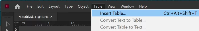 Selecting A The New Table Option