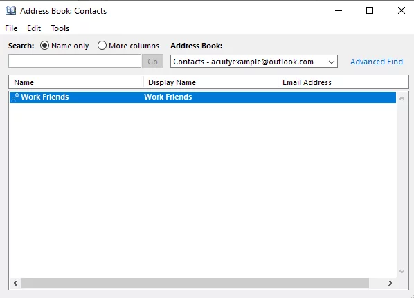 Showing the new contact group where you can email them easily