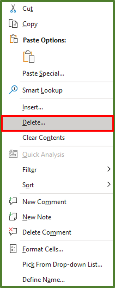 Screenshot showing the Delete...option highlighted.