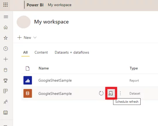 Login to Power BI Service My Workspace