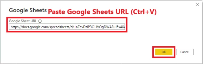 Paste the Google Sheets URL you copied from your browser