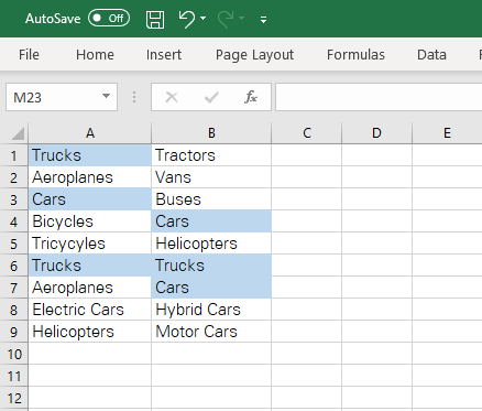 Excel highlights all triplicate values
