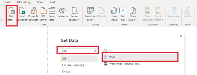 Highlighting how to search for the sample data on the web
