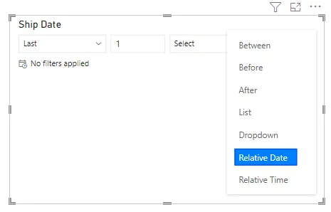 select the Relative Date option from the list of options that appear when you click the reverse carrot symbol on the top right of your slicer