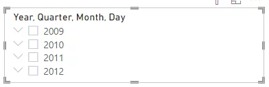 the checkboxes for the years are displayed