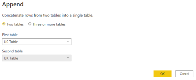 Select the UK Table as the second table and click OK