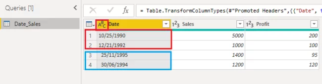 ABC icon in the Date column header