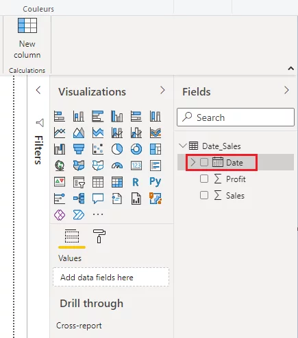 Screen shot of format dates in the Power BI manually reports view