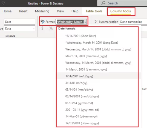 select any format from the Format dropdown list