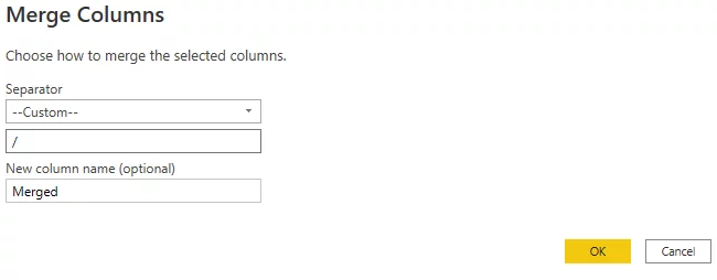 forward slash, which was initially used by the Date column