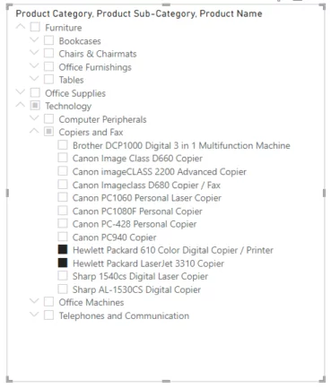 two products from the Copiers and Fax sub-category are selected