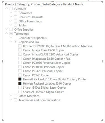 three-level Power BI slicer