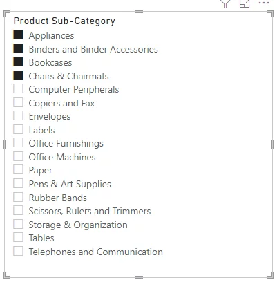First four sub-categories now ticked in the menu