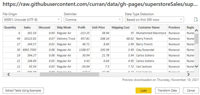 Click the “Load” button to load the data in the reports view into Power BI