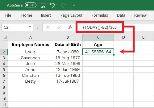 Calculating age in years