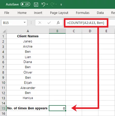 Results without adding quotation marks around the text string