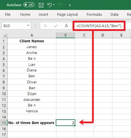 Excel fails to identify the text string with spaces