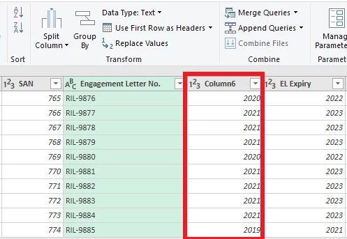 Columns split up in Power Query