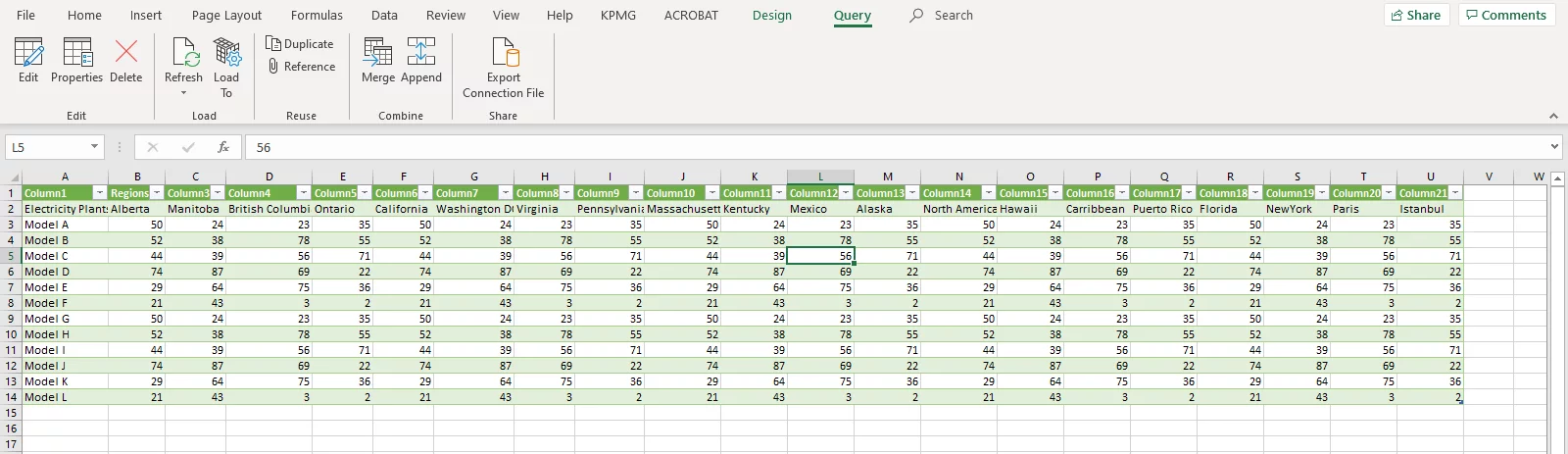 Excel imports the source file through Power Query