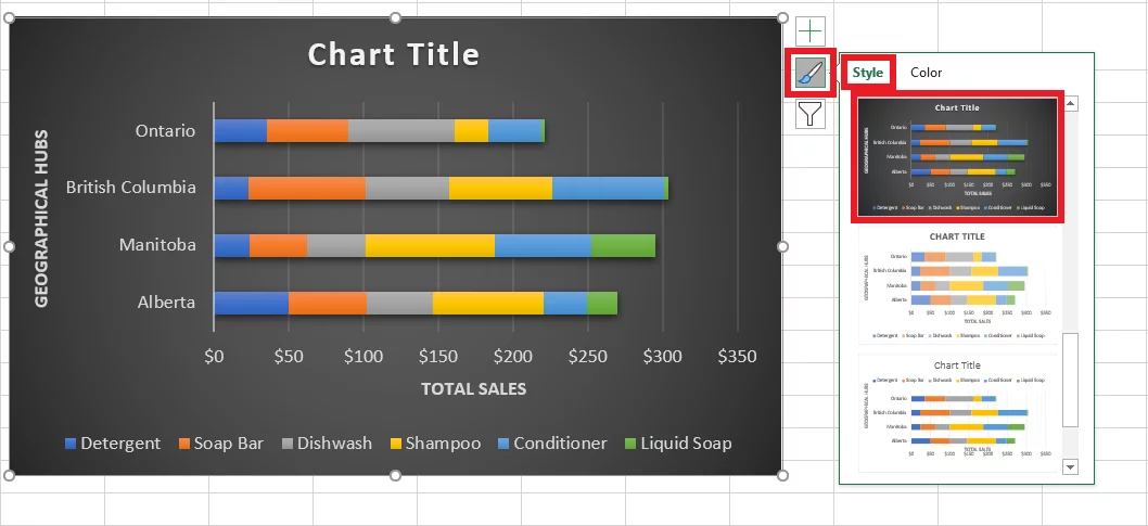 Changing the layout of the chart