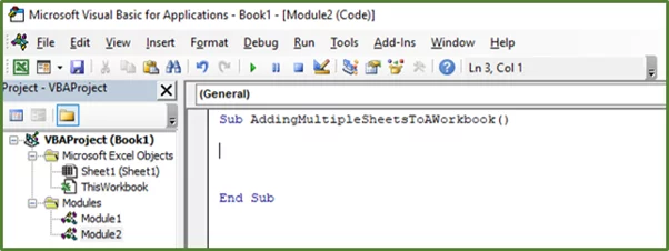 Screenshot showing the Sub Procedure.