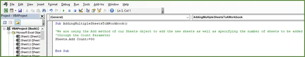 Screenshot showing the code needed to add multiple sheets with a parameter specifying the number of sheets.